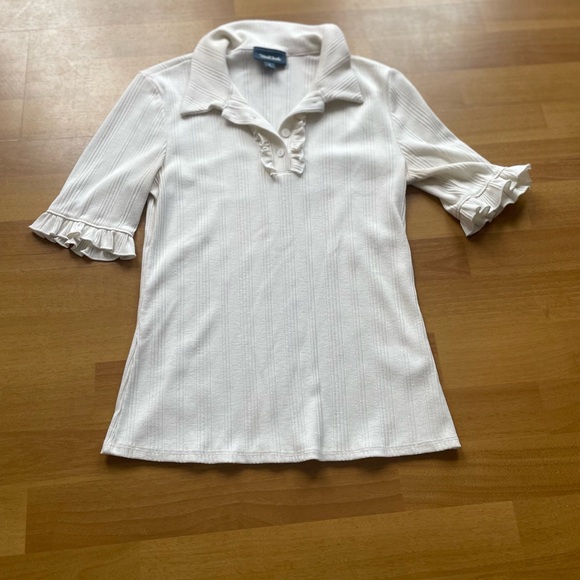 Modcloth White Ruffled Collared Blouse - Picture 1 of 3